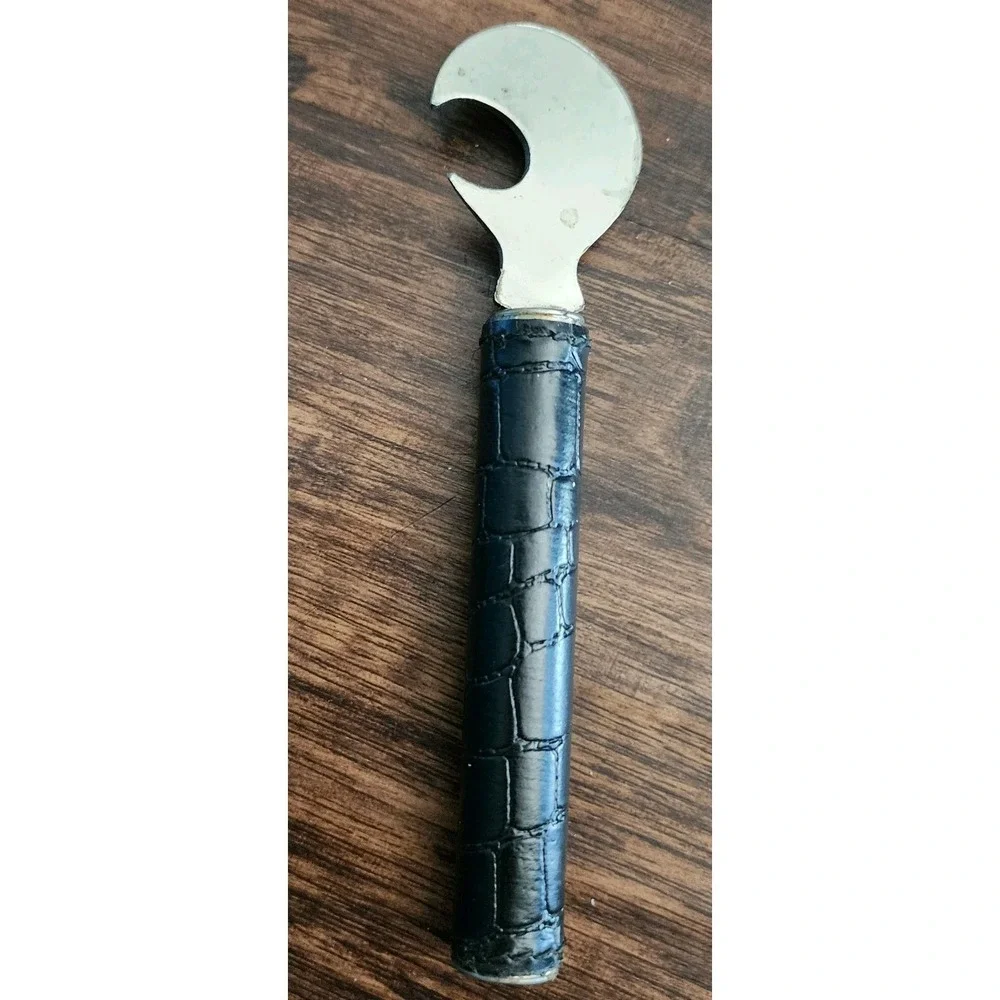 Vintage 3 Piece Bar Tool Set Jigger Strainer Bottle Opener Black Golf Club Grip